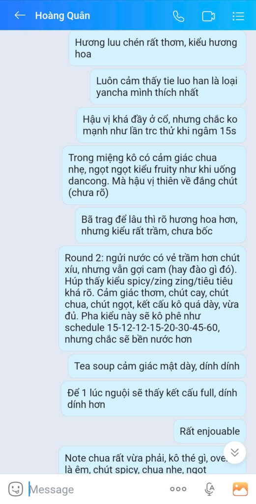 ví dụ cách nhận biết hương vị trà